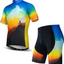 Men's Cycling Jersey Sets Gel Pad Summer Bike Clothing Suit Breathable Bike Clothes, Size XL
