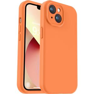 Vooii Compatible with iPhone 13 Case, Liquid Silicone Upgrade [Camera Protection] [Soft Anti-Scratch Microfiber Lining] Shockproof Phone Case for iPhone 13 6.1 inch - Bright Orange