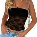 CSDAJIO Women's Sexy Sheer Mesh Tube Top Strapless Bandeau Tops See Through Going Out Crop Top (Black, XS)