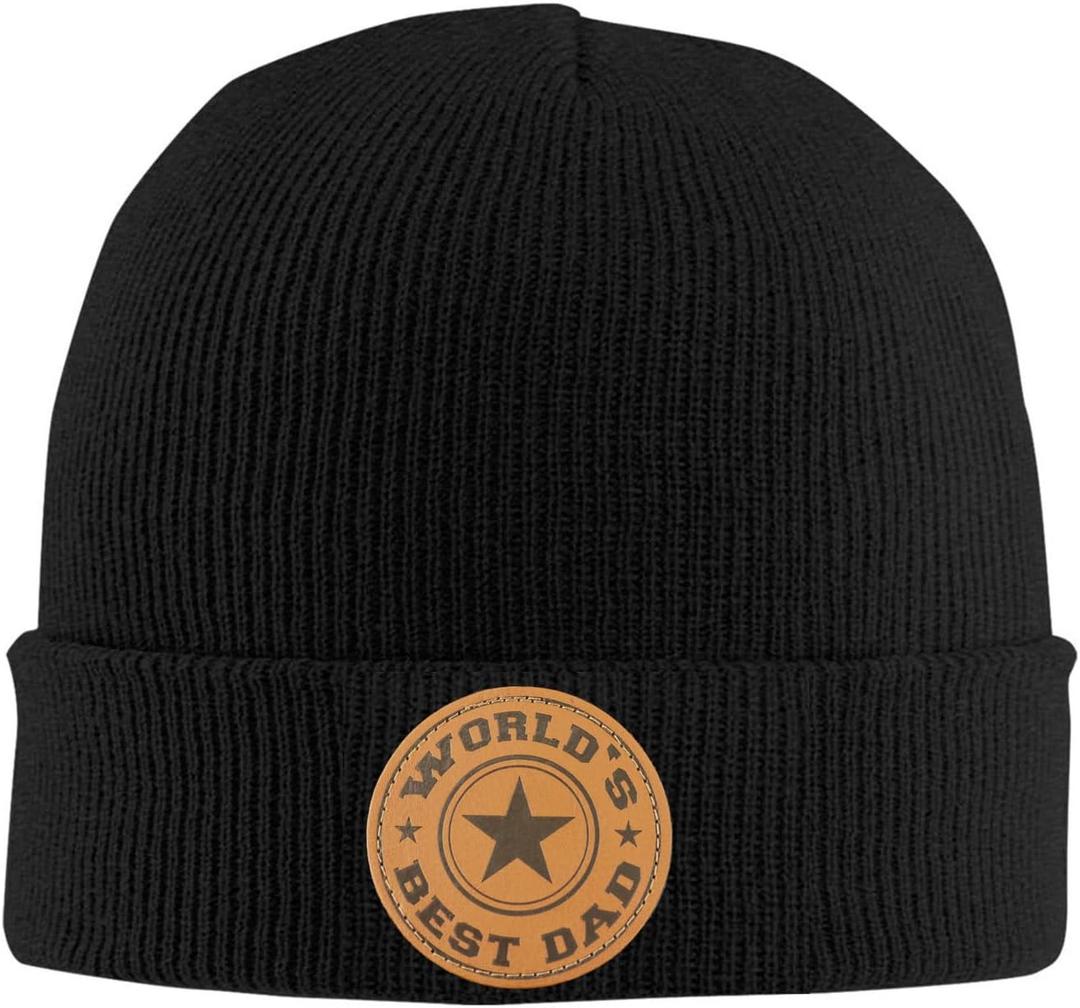 World's Best Papa Grandpa Beanie Hat for Men, Adjustable Christmas Fathers Day Birthday Gifts for Daddy from Kids (Black)