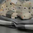 MoreFeel Collapsible Baby Bathtub for Newborn with Thermometer & 1 Hooded Towel & 1 Soft Floating Cushion,Portable Travel Bathtub with Drain Hole, Durable Foldable Baby Tubs for Infants to Toddler (Grey)