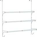Auledio Adjustable Over The Door Triple Towel Rack with Hooks, Silver