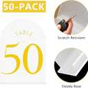JOYIT Frosted Arch Wedding Table Numbers 1-50 with Stands – 5" X 7" Acrylic Gold Table Number Holders, Perfect for Wedding Receptions, Parties, Anniversaries, and Events