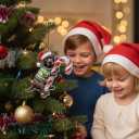 Cute Chocolate Lab Hugging Candy Cane 2D Flat Acrylic Ornament - Christmas Tree Decoration, Unique Animal Keepsake 2025