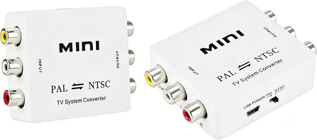PAL to NTSC/NTSC to PAL Mutual Conversion TV System Converter, Gold-Plated Ports, Compact Design, Used for TV/Computer/Set-top Box/Monitor/Projector