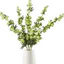 IPOPU Sage Green Delphinium Artificial Flowers 5PCS Silk Larkspur Realistic Faux Snapdragon for Vase, Wedding Centerpieces, Home Table Party Decor