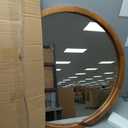 Solid Wood Wall Mirror with Shelf  Round Wood Frame Mirror for Entryway, Bathroom or Living Room  Handcrafted Look  24 Inch