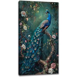 Large Size Peacock Wall Art Peacock Wall Decor Abstract Oil Painting Modern Canvas Prints Pictures Painting Artwork Home Decoration for Living Room Master Bedroom Gallery Office Hallway 60"x30"