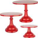 3 Pcs Metal Cake Stand, Cake Pop Stand with Durable & Stable Design, Tall Cake Stands for Dessert Table, Perfect Display for Wedding, Party, Birthday, Baby Shower (Red)