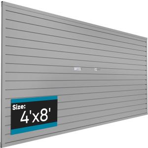 Brakki PVC Slat Wall Paneling 4x8 ft, Garage Organizer Storage System, Grey Slatwall Panels for Garage Organization Product, Heavy Duty Wall Mounted Tool Storage for Home