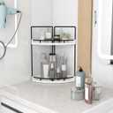 Dorhors 2-Tier Rustic White Corner Bathroom Shelf, 7.67 x 7.67 x 13.58 in, Rustic White