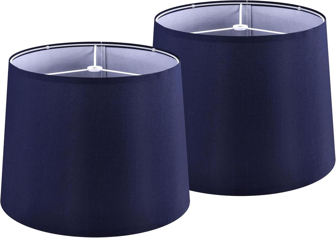 GOSO Blue Lamp Shades Set of 2,Faux Silk Lamp Shade Medium,111310 Inches Spider Drum Lampshades for Table Lamps and Floor Lamp Replace the Decorated Bedroom,Modern Living Room,Simple Assembly
