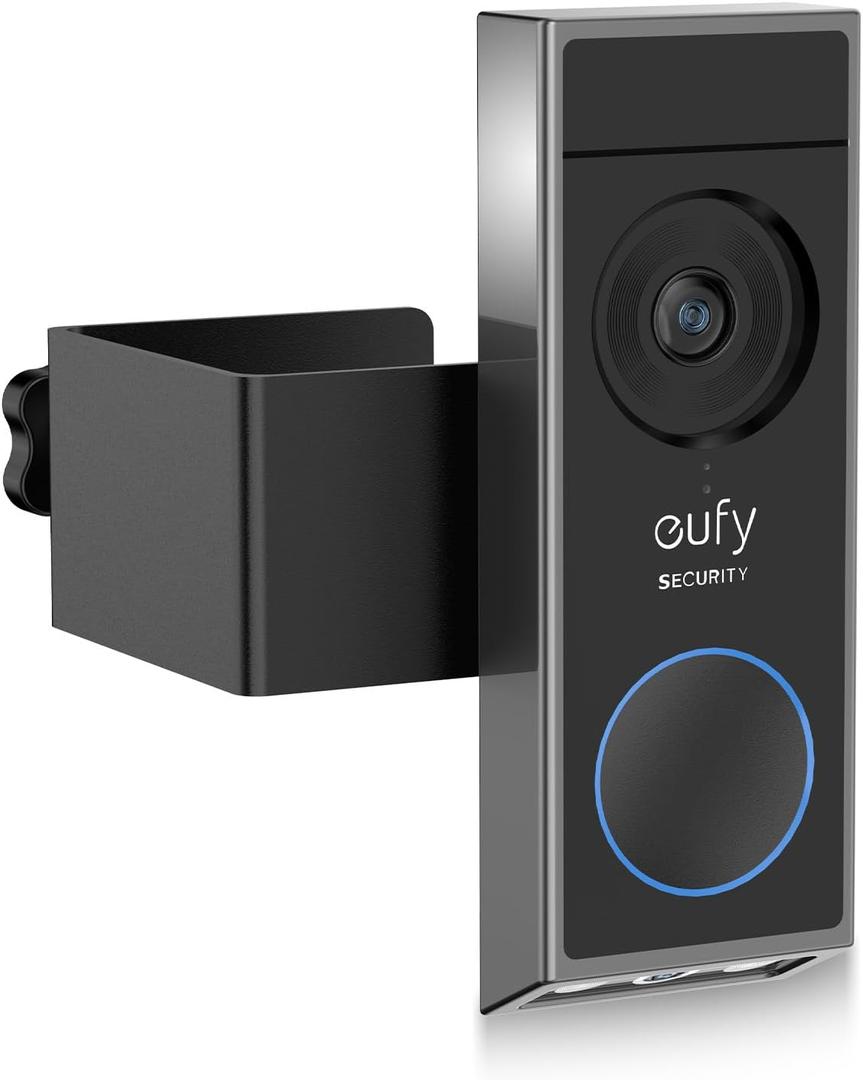 Anti-Theft Video Doorbell Mount Compatible with Eufy E340 - No Drilling Installation, Motion Sensor Unblocked, Adjustable Eufy Doorbell E340 Mount for Houses, Apartments, Rentals (Black)