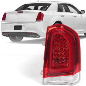 Huray Full LED Tail Light Fit for Chrysler 300/300C 2015-2023 Sedan 4Dr, RH Taillight OE Style Tail lamp Rear Brake Lamp Replacement for CH2801213 Passenger Side (Right Chrome Bezel)