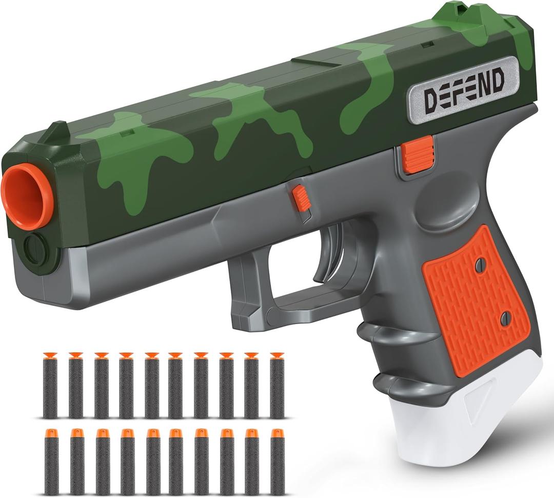 APEX Toy Gun Pistol - Foam Dart Handgun with Realistic Reloading Mechanism, 20 Foam Darts, 3-Dart Storage and up to 50 Feet Range - Lightweight & Durable