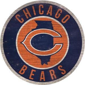 Fan Creations Chicago Bears Wood Sign 12 Inch Round State Design