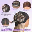 Eawwii Ombre Light Brown With Blonde Glueless Wigs for Women Pre Cut Synthetic Lace Hairline Long Layered Straight Hairstyle 26 Inch