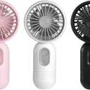 [Portable Mini Fans 3-pack] Handheld Personal Small Fan with 3-speed for Travel, USB Rechargeable Battery Operated Eyelash Fan, Black&White&Pink