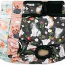 Grecle Dog Diapers Female(3 Pack) - No Leak Reusable Diapers for Doggy Female in Period - Highly Absorbent Dog Heat Panties with Adjustable Snaps Cute Dogs L