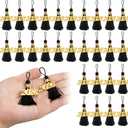 60 Pcs 2026 Mini Graduation Tassels for Craft 2.4inch Maroon Tassels Party Favors Mini Bookmark for Graduation Decor, Chocolates Decor, Keychain Making(Black)