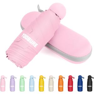 Yoobure Travel Umbrella Portable Compact Umbrellas, Pocket Mini for Purse, Umbrellas for UV Sun & Rain Small for Backpack, Umbrella with Case Folding for Kids Women