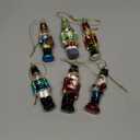 Lillian Vernon Glass Nutcracker Christmas Ornaments - Set of 6, 6 Designs, Hand Blown, Mini Tree Decorations, Festive Home Decor,