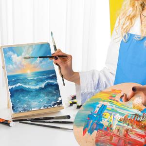 Canvas & Easel Set for Painting, 6 Pack Paint Canvases and 1 Tabletop Easel, Idea Art Supplies kit for Oil & Acrylic