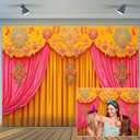 10X6.5ft Indian Backdrop Puja Decorations for Home Background India Traditional Diwali Backdrop Mehndi Decorations Banner for Religious Festival Wedding Party Baby Shower Party Banner Supplies