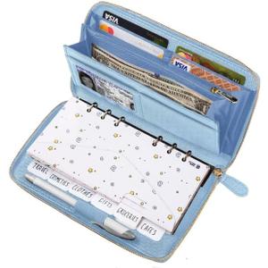 Cash Envelope Wallet Azure All in One Budget System with 12x Tabbed Cash Envelopes, 12x Monthly Budget Cards,1x Yearly budget planner sheet Complete Money Organizer Set for Cash