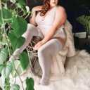 Neoviancia Plus Size Thigh High Stockings Women Sheer Lace Top Stay Up Pantyhose 55D Lingerie Thigh Highs (White, S)