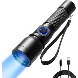 Consciot UV Flashlight Black Light USB-C Rechargeable, 365nm LED Ultraviolet Blacklight, Portable Woods Lamp for Pet Urine Detection, Dry Stains, Bed Bug, Curing Resin and Gel Nails, Yooperlites