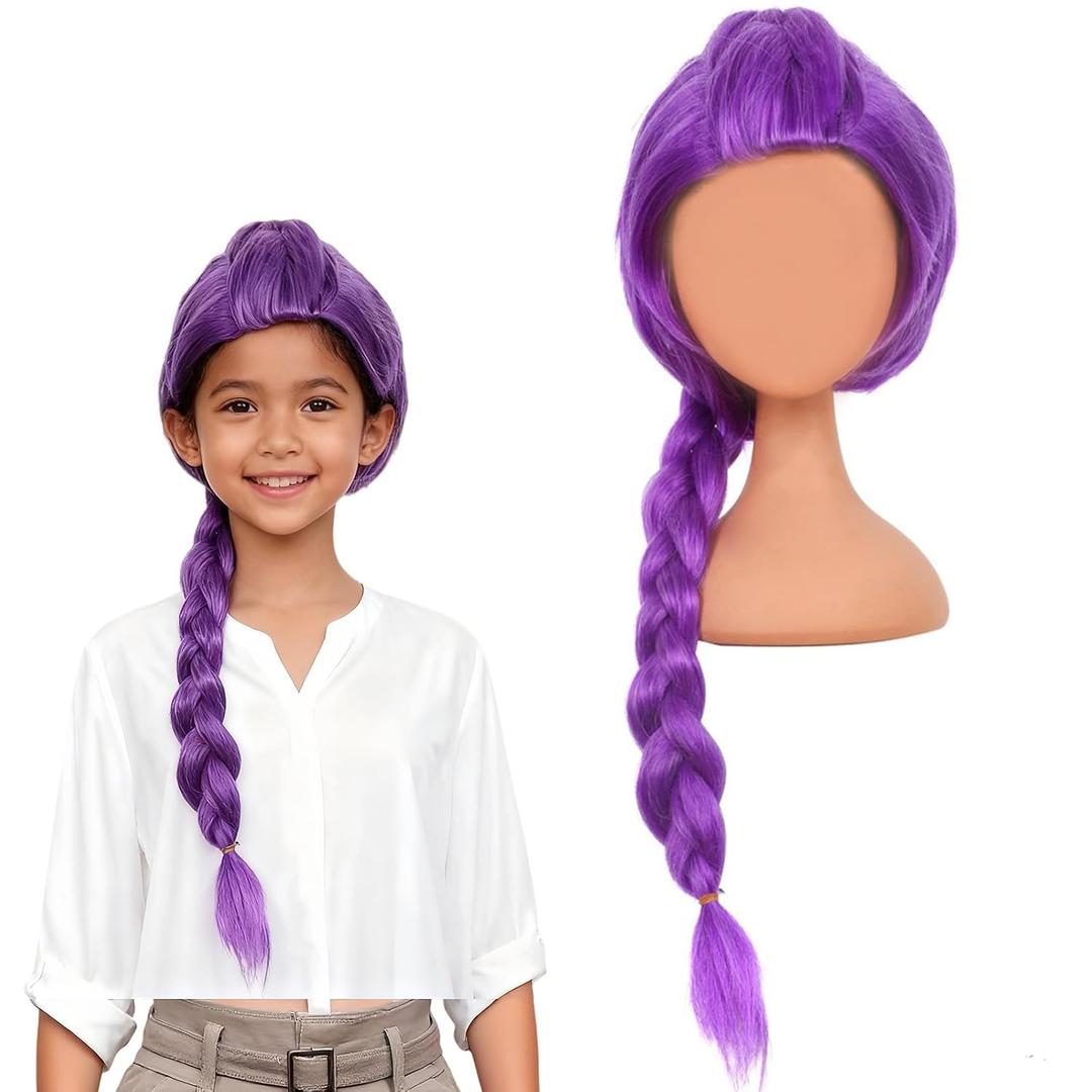 Purple Braid Wig for Kids Girls Light Purple Wig Long Braids Wigs Hair Cosplay Costume Party Wigs 12 Years Old or Up