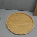 Bamboo Serving Platter, Round Wood Tray, Wooden Serving Tray, Fruit, Bread, Salad Plate, Charcuterie Serving Board, 9.8 inch