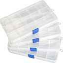 Qualsen Plastic Organizer Storage Box with Adjustable Dividers, Fishing Tackle Box and Bead Organizer Box for Jewelry, Beads, Earrings, Tools, Fishing Hooks, and Small Accessories15 Grid (4 pack, White)