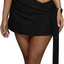 Verdusa Women's Cut Out One Shoulder Bodycon Dresses Ruched Tie Knot Mini Dress (Large, Black)