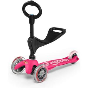 Micro Kickboard | Mini 3-in-1 Deluxe Toddler Scooter for Ages 15 | Ride-On with Removable Parent Push Bar | 3 Wheel Lean-to-Steer Design | Adjustable T Bar | Smooth Ride PU Wheels | Swiss Design