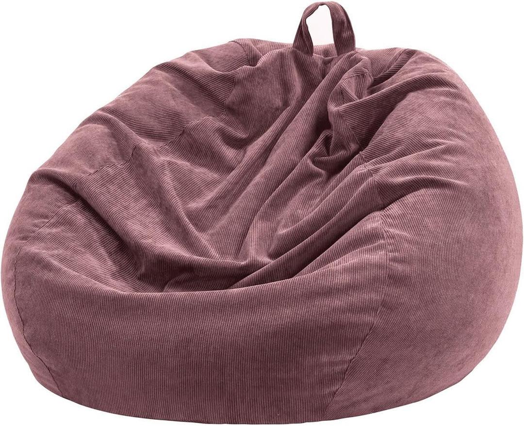 3 ft Bean Bag Chair Cover (No Filler) 35"43" Large Stuffed Animal Storage Bean Bag Washable Beanbag Chair Cover Premium Corduroy Stuffable Bean Bag Cover for Adults,Kids,Fuchsia 300L