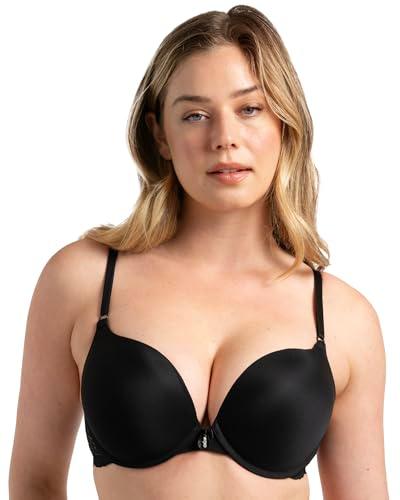 Smart & Sexy womens Maximum Cleavage Underwire Push Up Bra, Black Hue With Lace Wings, 34B US