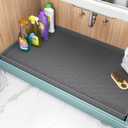 TigeJoy Under Sink Mat for Kitchen Cabinet 34" x 22", Upgraded Thick Silicone Waterproof Protector with Raised Edge, Anti-Leak Shelf Liner for Bathroom Tray Sink Organizers and Storage, Dark Gray 