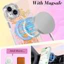 Toycamp for iPhone 15 Case - Compatible with Magsafe Aesthetic Cute Holographic i15 Case with Diamond Bling Lens Protector for Apple 15 Cover for Women Girls, Fireworks Castle