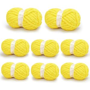 Chunky Yarn for Hand Knitting, Chunky Chenille Blanket Yarn for Crocheting, Bulky Soft Fluffy Chenille for Blanket Project, 8 Pack of 8oz/25yds, Vibrant Yellow