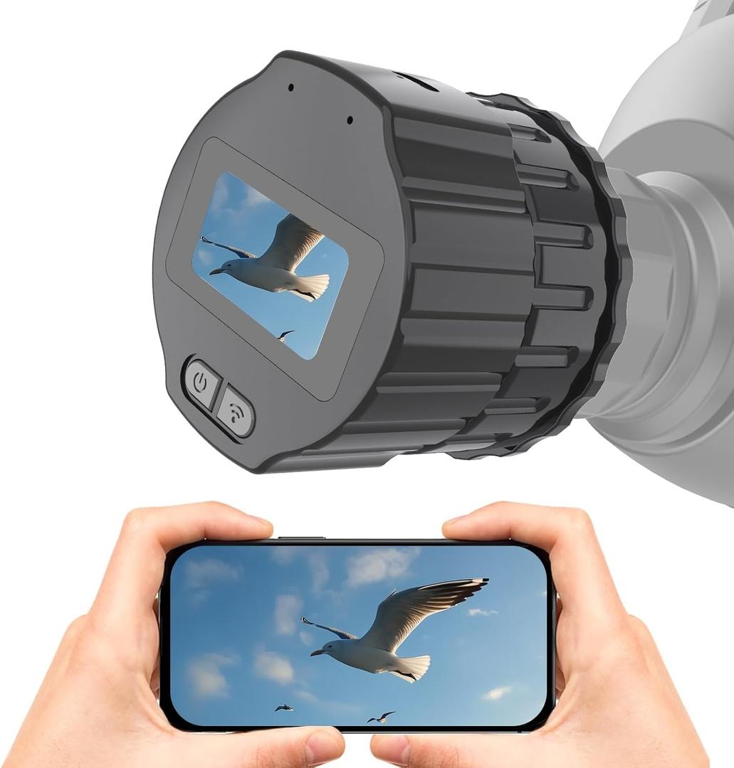 WiFi Electronic Eyepiece,Telescope and Microscope Accessories,Telescope Image HD Amplifier,2K Video Recording,Camera Recording Via App,Built-in WiFi,25mm-50mm Eyepiece (64GB w/Screen)