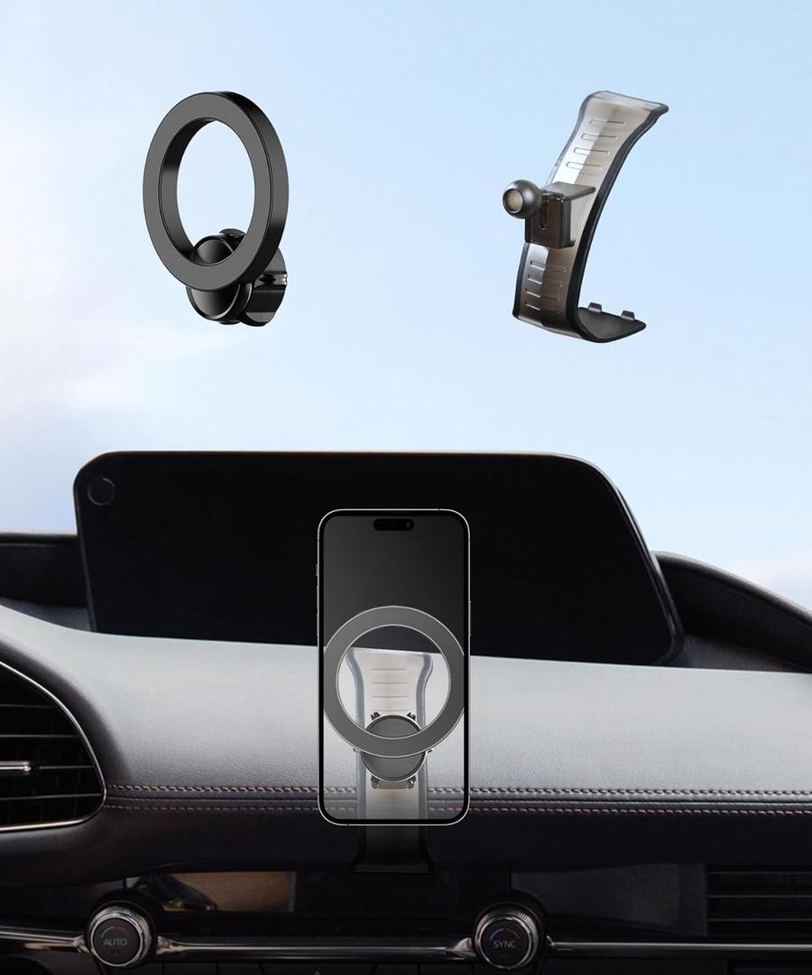 Car Phone Holder for Mazda 3 2019 2020 2021 2022 2023 2024 2025 Accessories, 360 Rotation Phone Mount Compatible with MagSafe, Cell Phone Holder Does Not Affect Air Vent