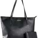 Montana West Tote Bags Vegan Leather Purses and Handbags for Women Top Handle Ladies Shoulder Bags (*1a-black)