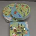 DYLIVeS Animal World Map Paper Dinner Dessert Plates, Luncheon Napkins Safari Woodland Atlantic Blue Ocean Animals Birthday Party Supplies for Boys Baby Shower Birthday Party Decorations, Serve 50