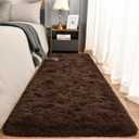 Rugs for Bedroom Long Plush 2x6 Feet Runner Rug for Living Room Ultra Soft Shaggy Carpet for Christmas Home Decor Fluffy Mat Faux Fur Rug for Bedside Nursery Kids Room College Drom, Brown