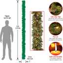 National Tree Company 9 ft Pre-Lit Carolina Pine Artificial Christmas Garland, Christmas Decoration with Pinecones, 100 Warm White LED Lights, 240 Tips, Timer, Green