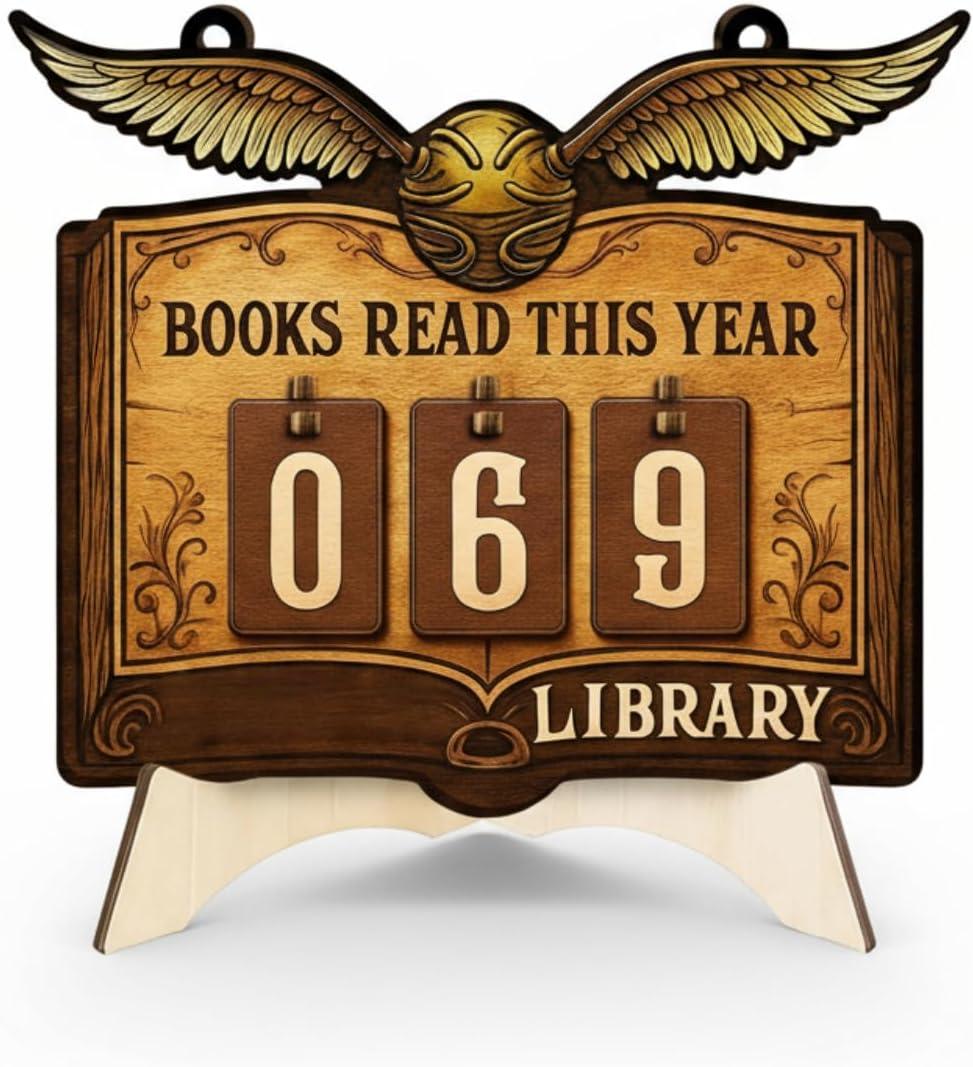 Books Read This Year Counter Sign Bookshelf Read Tracker For Reading Nook Decor