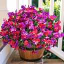 2 x Ivydale Artificial Flowers for Outdoors Fake Bougainvillea Spring Summer Outside Decor, 4 Bundles UV Resistant Faux Flowers for Outdoor Planters Realistic Silk Plants Patio Porch Window Garden Home