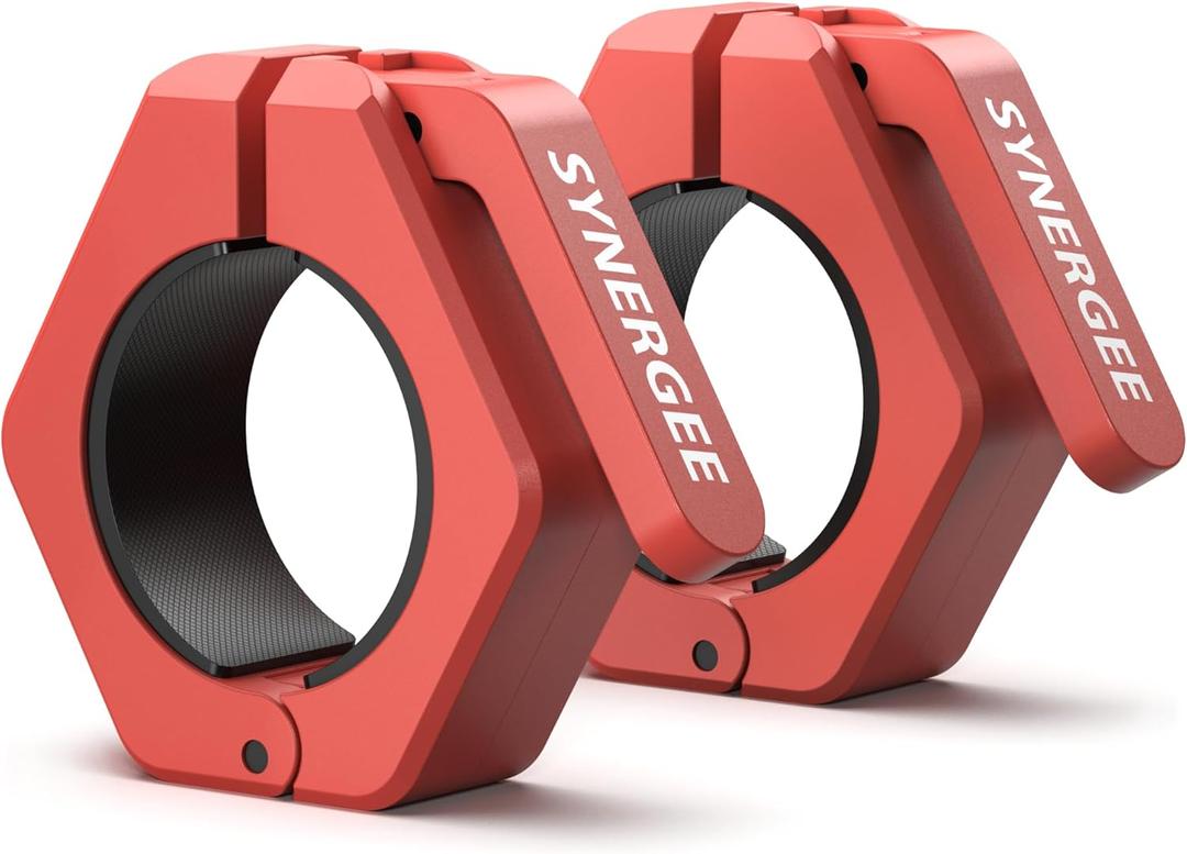 Synergee Barbell Collars - Magnetic or Aluminum  Locking 2" Olympic Size Weight Clamps - Quick Release Collar Clips  Bar Clamps Great for Olympic Lifts and Strength Training
